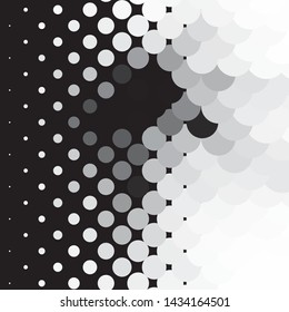 Monochrome geometric vector background. Abstract halftone illustration pattern. Vintage texture