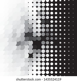 Monochrome geometric vector background. Abstract halftone illustration pattern. Vintage texture