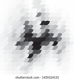 Monochrome geometric vector background. Abstract halftone illustration pattern. Vintage texture