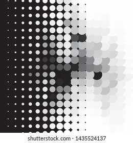 Monochrome geometric vector background. Abstract halftone illustration pattern. Vintage texture
