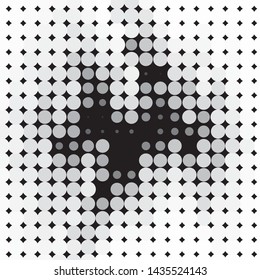 Monochrome geometric vector background. Abstract halftone illustration pattern. Vintage texture