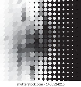 Monochrome geometric vector background. Abstract halftone illustration pattern. Vintage texture
