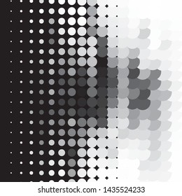 Monochrome geometric vector background. Abstract halftone illustration pattern. Vintage texture