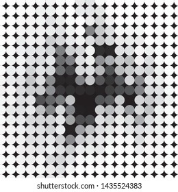 Monochrome geometric vector background. Abstract halftone illustration pattern. Vintage texture