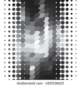 Monochrome geometric vector background. Abstract halftone illustration pattern. Vintage texture