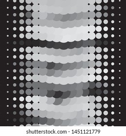 Monochrome geometric vector background. Abstract halftone illustration pattern. Vintage texture