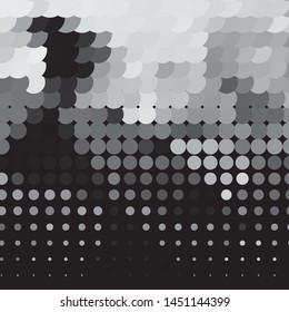 Monochrome geometric vector background. Abstract halftone illustration pattern. Vintage texture