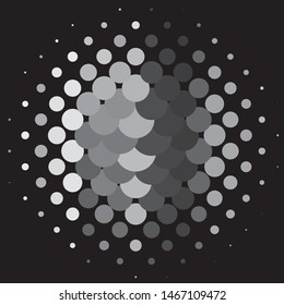 Monochrome geometric vector background. Abstract halftone illustration pattern. Vintage texture