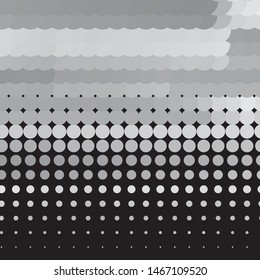 Monochrome geometric vector background. Abstract halftone illustration pattern. Vintage texture