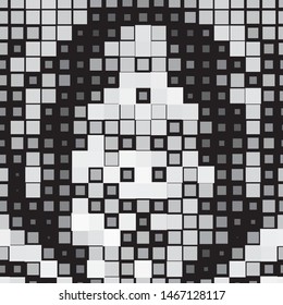 Monochrome geometric vector background. Abstract halftone illustration pattern. Vintage texture