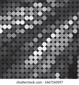 Monochrome geometric vector background. Abstract halftone illustration pattern. Vintage texture