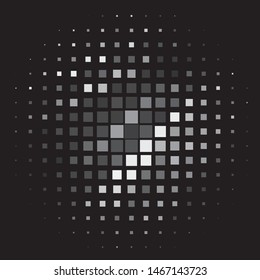 Monochrome geometric vector background. Abstract halftone illustration pattern. Vintage texture