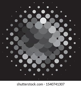 Monochrome geometric vector background. Abstract halftone illustration pattern. Vintage texture