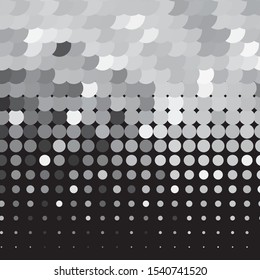 Monochrome geometric vector background. Abstract halftone illustration pattern. Vintage texture
