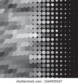 Monochrome geometric vector background. Abstract halftone illustration pattern. Vintage texture