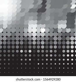 Monochrome geometric vector background. Abstract halftone illustration pattern. Vintage texture