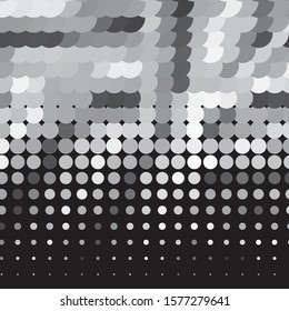 Monochrome geometric vector background. Abstract halftone illustration pattern. Vintage texture