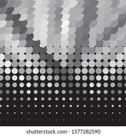 Monochrome geometric vector background. Abstract halftone illustration pattern. Vintage texture