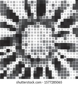 Monochrome geometric vector background. Abstract halftone illustration pattern. Vintage texture