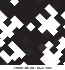 Monochrome geometric vector background. Abstract halftone illustration pattern. Vintage texture
