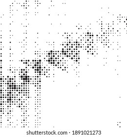 Monochrome geometric vector background. Abstract halftone illustration pattern. Vintage texture