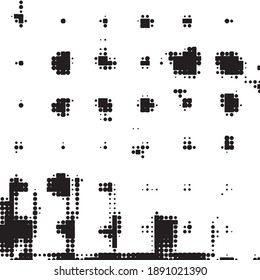 Monochrome geometric vector background. Abstract halftone illustration pattern. Vintage texture