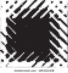 Monochrome geometric vector background. Abstract halftone illustration pattern. Vintage texture