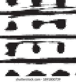 Monochrome geometric vector background. Abstract halftone illustration pattern. Vintage texture