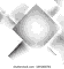 Monochrome geometric vector background. Abstract halftone illustration pattern. Vintage texture