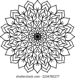 Monochrome geometrical  mandala design. Anti-stress coloring page for adults. Mandala vector isolated on white. Vector hand drawn circular decorative element.