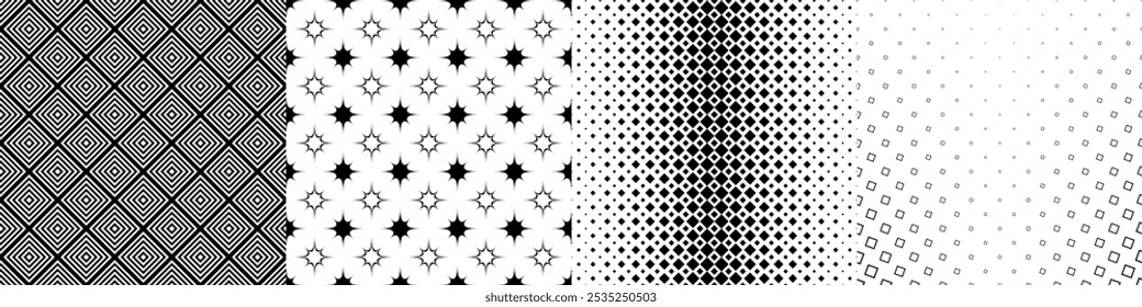 Monochrome geometrical pattern design collection