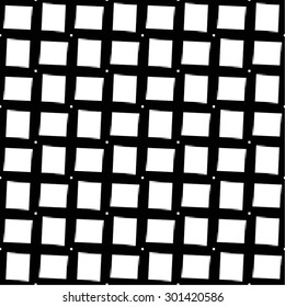 Monochrome geometrical pattern grid, cell, seamless vector background.