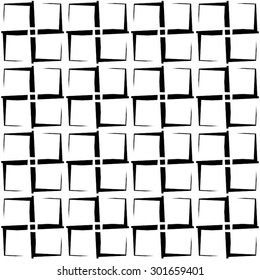 Monochrome geometrical pattern grid, cell, seamless vector background.