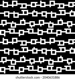 Monochrome geometrical seamless pattern with chain of squares. Black and white background