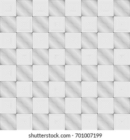 Monochrome, geometrical seamless pattern. Regular repetition of a square from circles of different diameter. Wall-paper for the press. Modern design. Vector illustrations.