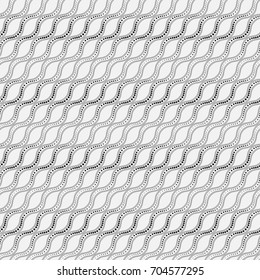 Monochrome, geometrical seamless pattern. Regular repetition of a wave from circles of different diameter. Wall-paper for the press. Modern design. Vector illustration.