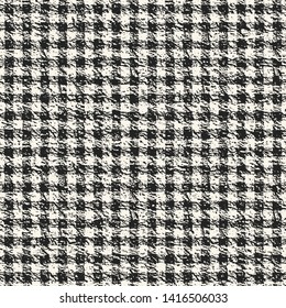 Monochrome Gingham Crumpled Effect Textured Background. Seamless Pattern.