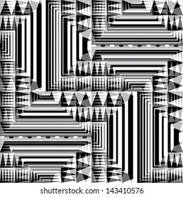Monochrome Glitch Blocks Textured Checked Pattern
