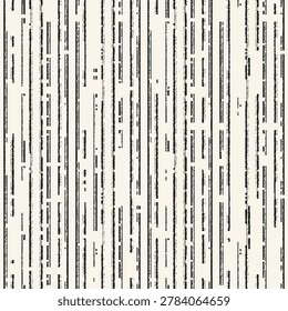 Monochrome Glitch Broken Variegated Stripes Pattern. Seamless Background