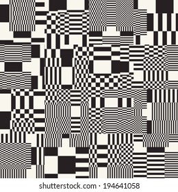 Monochrome Glitch Effect Textured Blocks Pattern