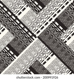 Monochrome Glitch Effect Textured Blocks Pattern