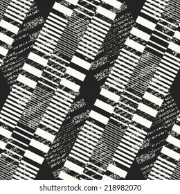 Monochrome Glitch Effect Textured Broken Striped Pattern