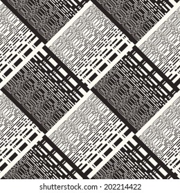 Monochrome Glitch Effect Textured Checked Pattern
