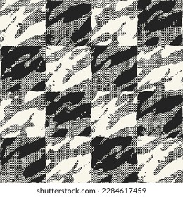 Monochrome Glitch `Effect Textured Checked Pattern