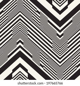Monochrome Glitch Effect Textured Chevron Pattern