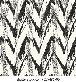 Monochrome Glitch Effect Textured Chevron Pattern