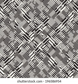 Monochrome Glitch Effect Textured Pattern