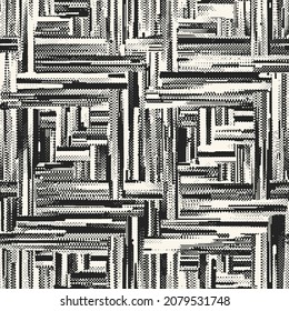 Monochrome Glitch Effect Textured Pattern