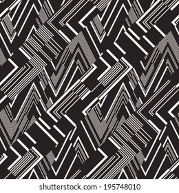 Monochrome Glitch Effect Textured Zigzag Pattern