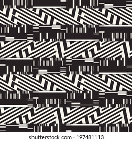 Monochrome Glitch Effect Textured Zigzag Pattern
